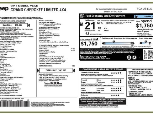 Used 2017 Jeep Grand Cherokee Limited AWD/4WD image 12