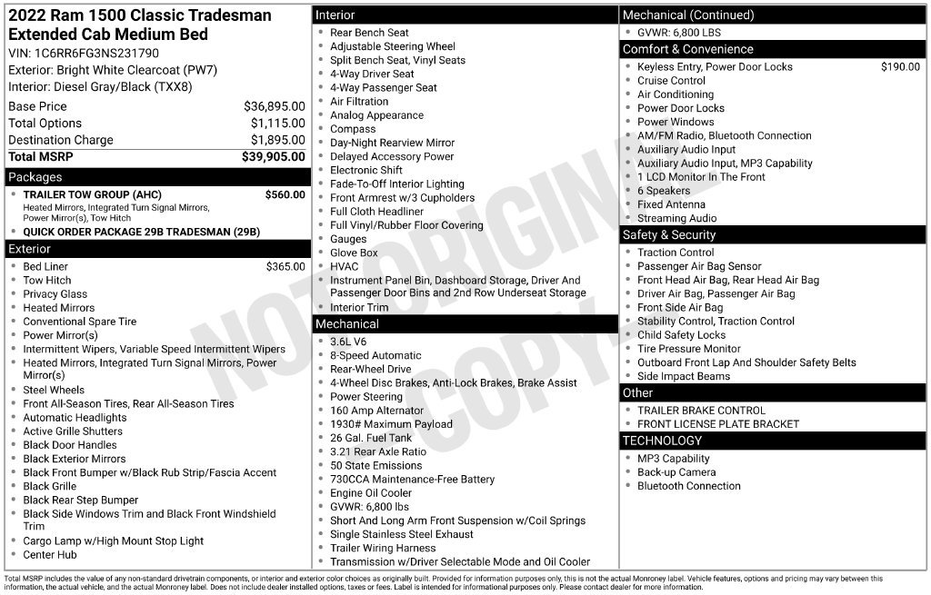Used 2022 RAM 1500 Tradesman w/ Trailer Tow Group RWD image 42
