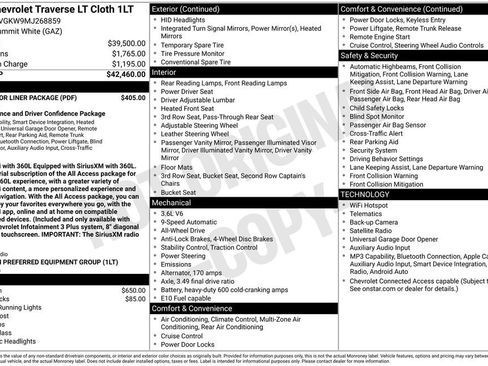 Used 2021 Chevrolet Traverse LT w/ LPO, Floor Liner Package AWD/4WD image 4