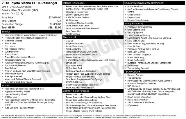 Used 2018 Toyota Sienna XLE FWD image 7