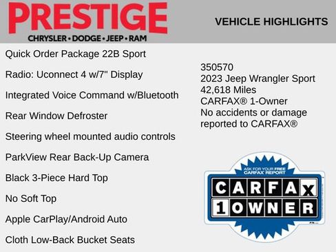 Used 2023 Jeep Wrangler Sport image 2