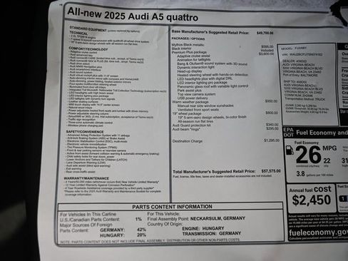 New 2025 Audi A5 2.0T Premium Plus image 40