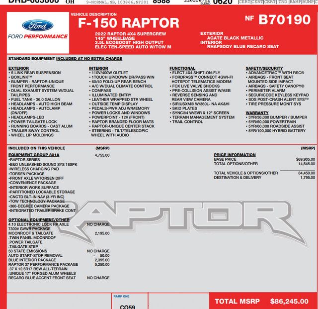 Used 2022 Ford F150 Raptor w/ Raptor 37 Performance Package AWD/4WD image 2
