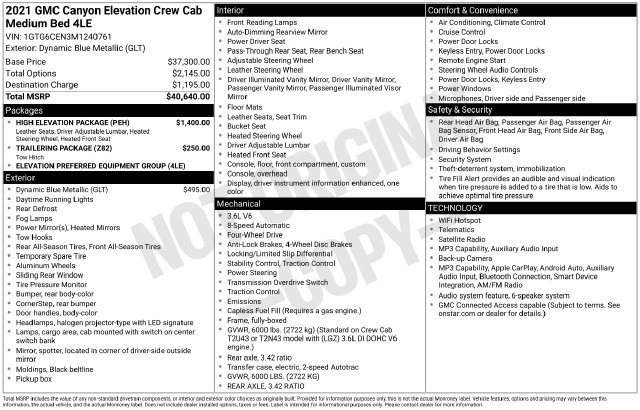 Used 2021 GMC Canyon Elevation w/ High Elevation Package AWD/4WD image 24