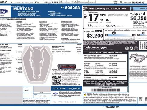 Certified 2024 Ford Mustang Dark Horse w/ Dark Horse Handlin Package RWD image 3