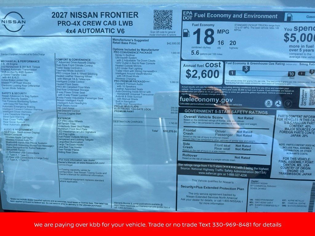 New 2027 Nissan Frontier PRO-4X w/ Pro Premium Package AWD/4WD image 48