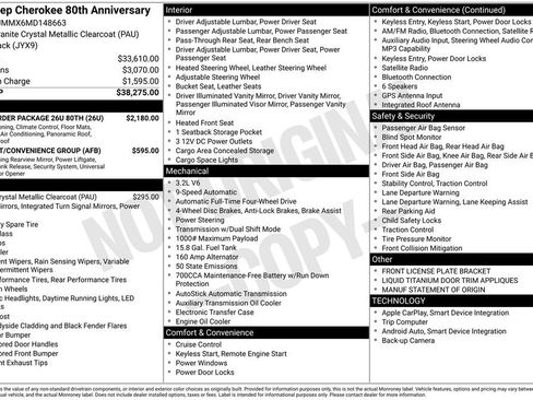 Used 2021 Jeep Cherokee Latitude Lux 80th Anniv w/ Quick Order Package 26U 80TH image 2