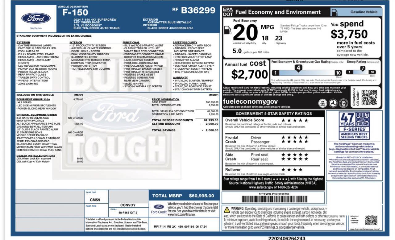 Used 2024 Ford F150 XLT w/ Equipment Group 302A MID AWD/4WD image 58