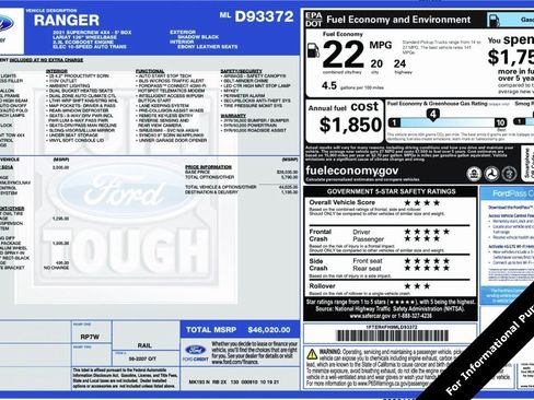 Used 2021 Ford Ranger Lariat w/ Equipment Group 501A High image 11