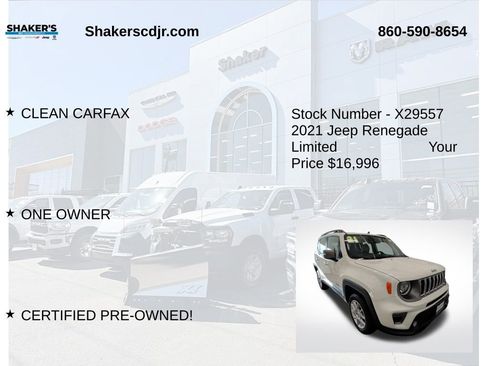 Certified 2021 Jeep Renegade Limited w/ Sun & Sound Group image 6