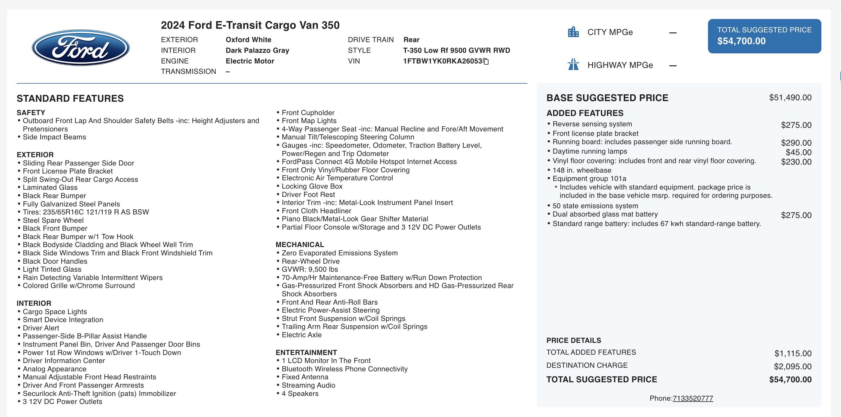 Used 2024 Ford E-Transit Low Roof RWD image 3