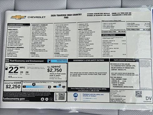 New 2026 Chevrolet Traverse High Country image 16
