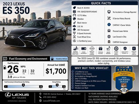 Used 2023 Lexus ES 350 w/ Premium Package FWD image 1