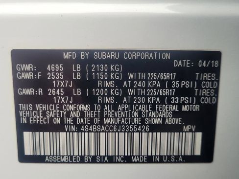 Used 2018 Subaru Outback 2.5i Premium w/ Protection Package #1 image 35