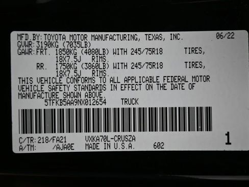 Used 2022 Toyota Tundra SR w/ SR Tow Package RWD image 38