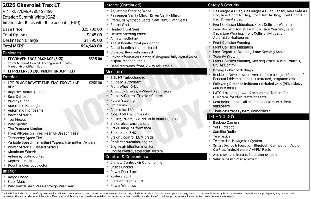 Used 2025 Chevrolet Trax LT w/ LT Convenience Package FWD image 10