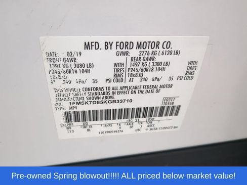 Used 2019 Ford Explorer XLT w/ Equipment Group 201A FWD image 53