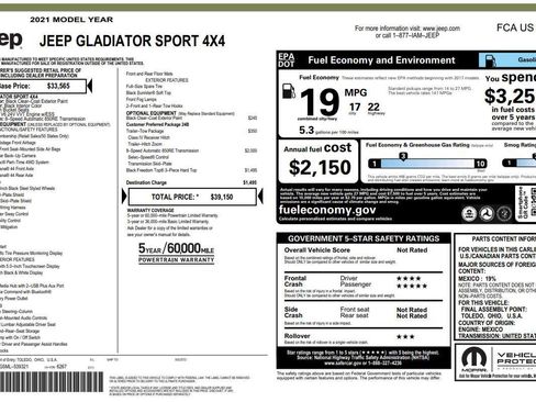 Used 2021 Jeep Gladiator Sport w/ Trailer Tow Package image 1