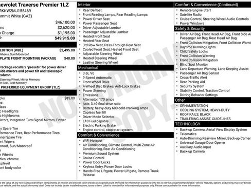 Used 2021 Chevrolet Traverse Premier w/ Redline Edition image 3