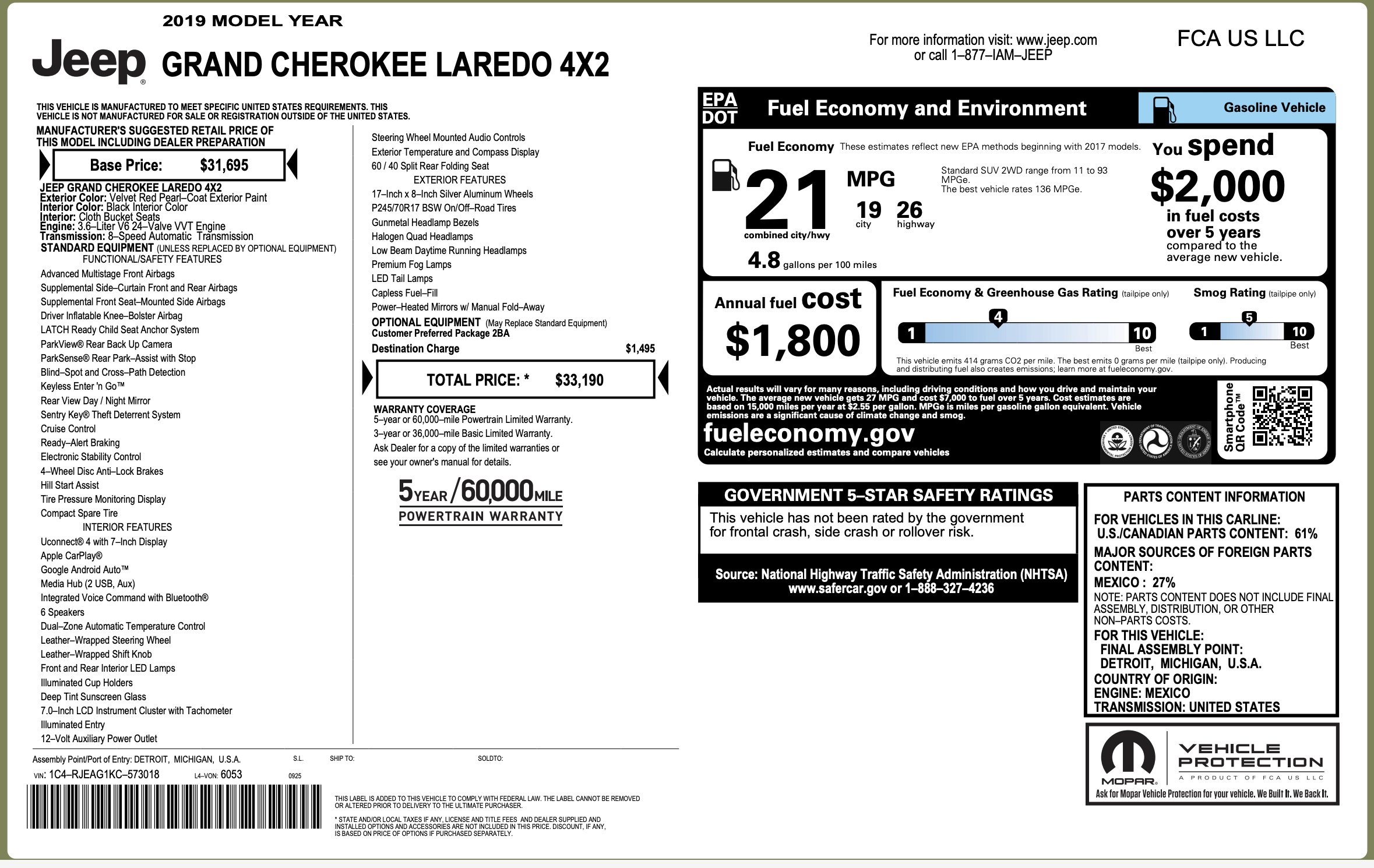 Used 2019 Jeep Grand Cherokee Laredo RWD image 4