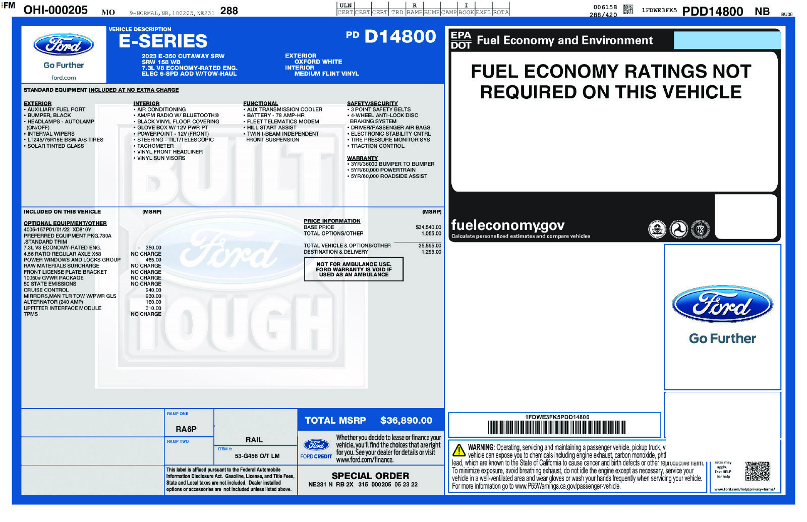 Used 2023 Ford E-350 and Econoline 350 Super Duty w/ Power Windows & Locks Group RWD image 22