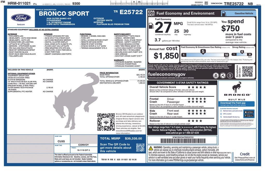 New 2026 Ford Bronco Sport Outer Banks w/ Outer Banks Tech Package+ AWD/4WD image 7