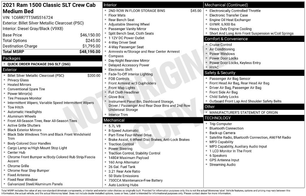 Used 2021 RAM 1500 Classic SLT AWD/4WD image 2