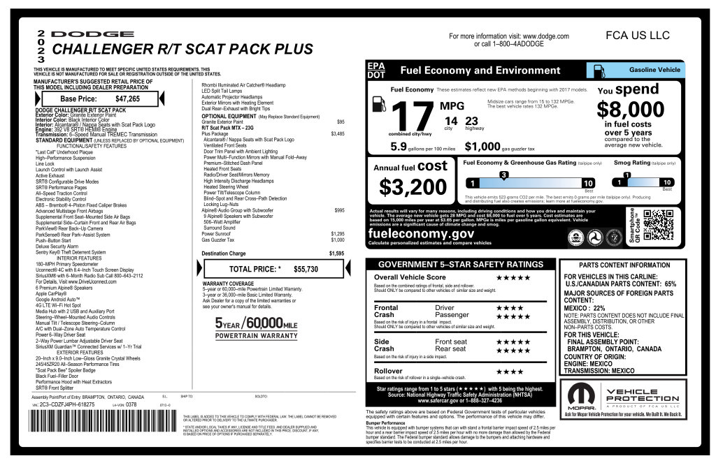Used 2023 Dodge Challenger R/T Scat Pack w/ Plus Package RWD image 3