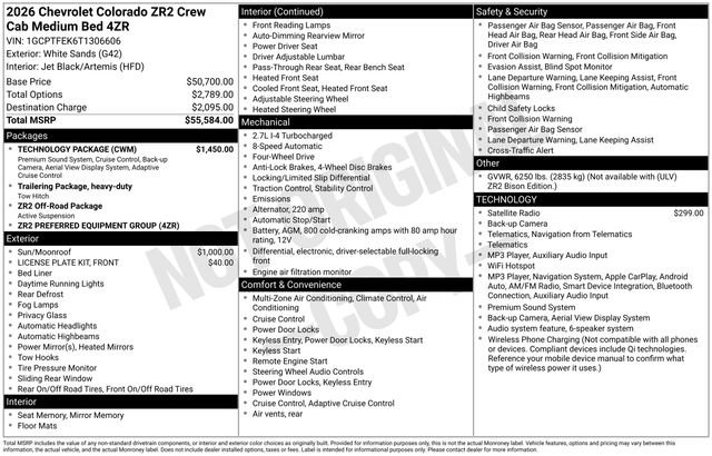 New 2026 Chevrolet Colorado ZR2 w/ Technology Package AWD/4WD image 4