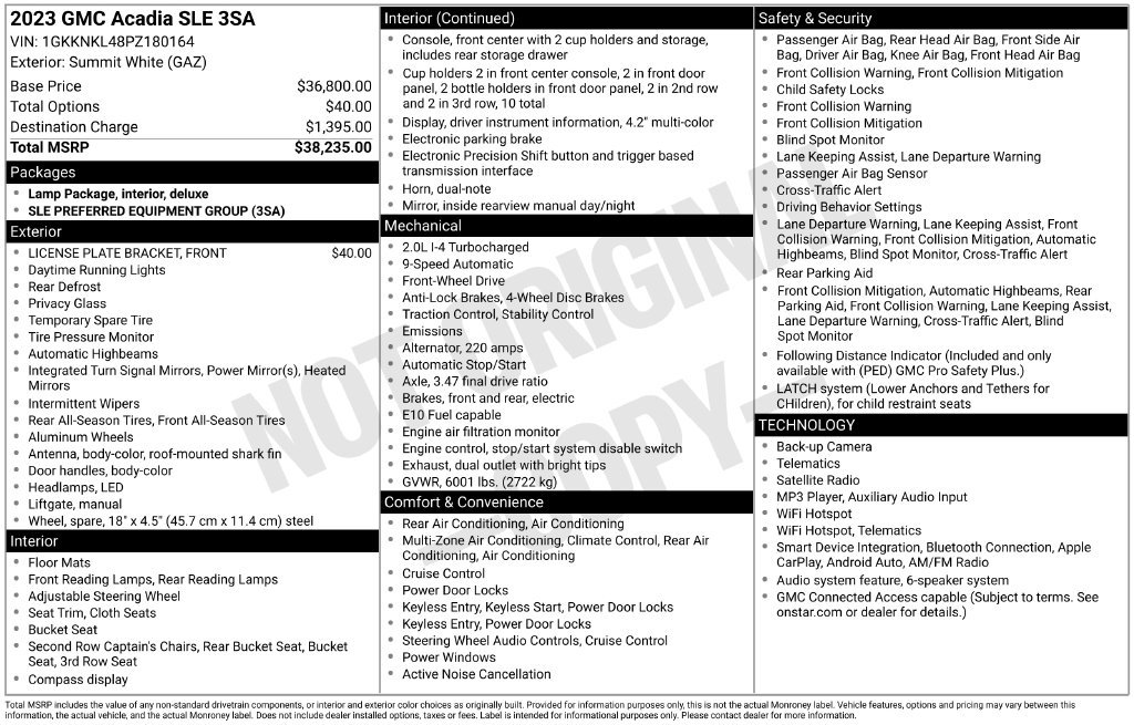 Used 2023 GMC Acadia SLE FWD image 2