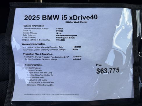 Certified 2025 BMW i5 xDrive40 w/ M Sport Package AWD/4WD image 20