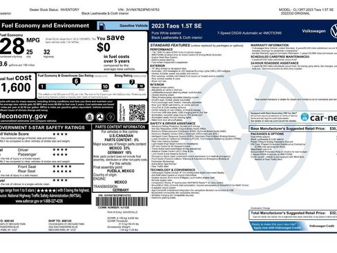 Certified 2023 Volkswagen Taos SE w/ Panoramic Sunroof Package AWD/4WD image 47