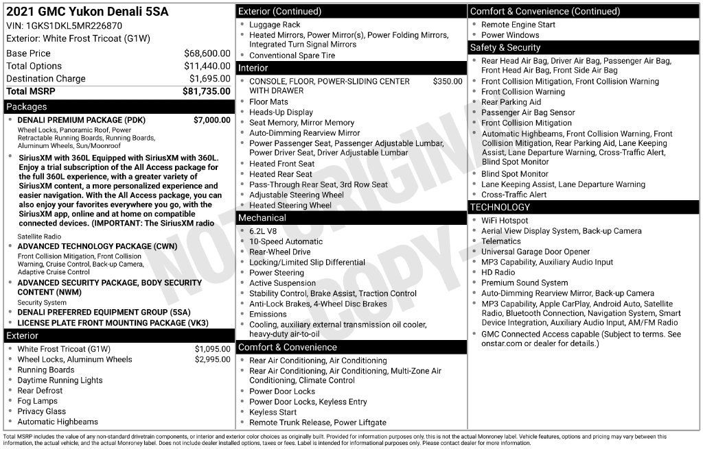 Used 2021 GMC Yukon Denali w/ Denali Premium Package RWD image 6