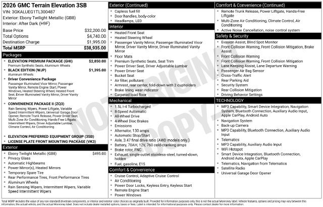 Used 2026 GMC Terrain Elevation w/ Elevation Premium Package AWD/4WD image 11