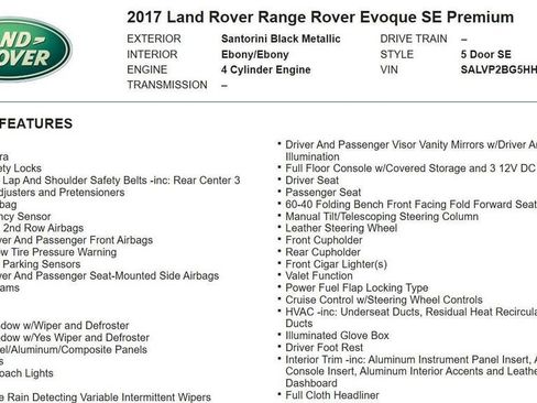 Used 2017 Land Rover Range Rover Evoque SE Premium image 16