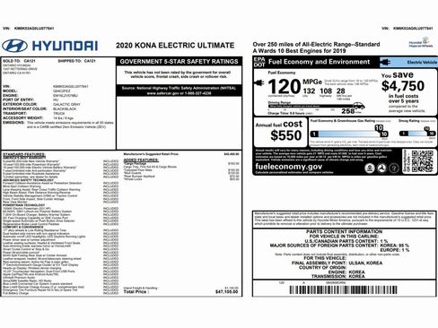 Used 2020 Hyundai Kona Ultimate w/ Cargo Package image 2