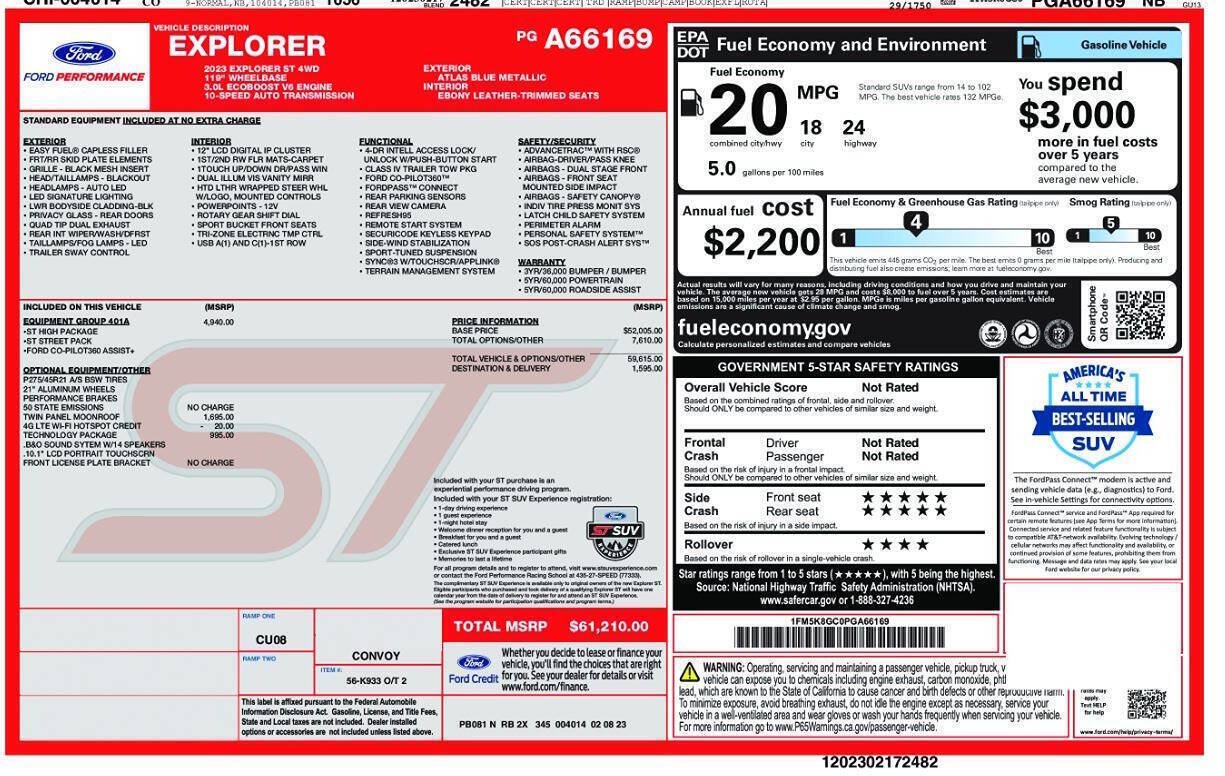 Used 2023 Ford Explorer ST w/ Equipment Group 401A AWD/4WD image 2