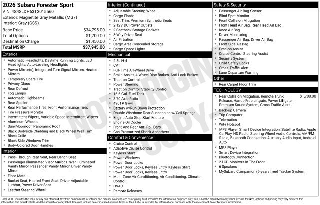 Used 2026 Subaru Forester Sport AWD/4WD image 3