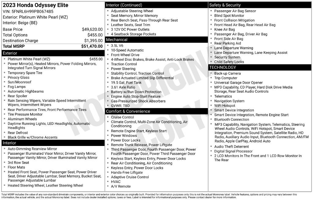 Used 2023 Honda Odyssey Elite image 12