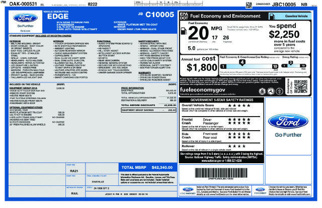 Used 2018 Ford Edge Titanium w/ Equipment Group 301A FWD image 24