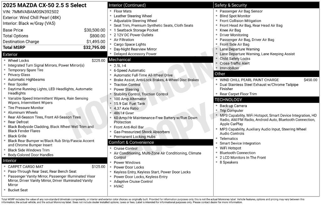 Certified 2025 MAZDA CX-50 AWD 2.5 S w/ Select Package image 4