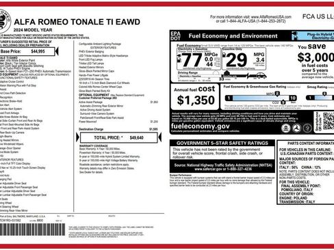 Used 2024 Alfa Romeo Tonale Ti w/ Active Assist Package AWD/4WD image 3