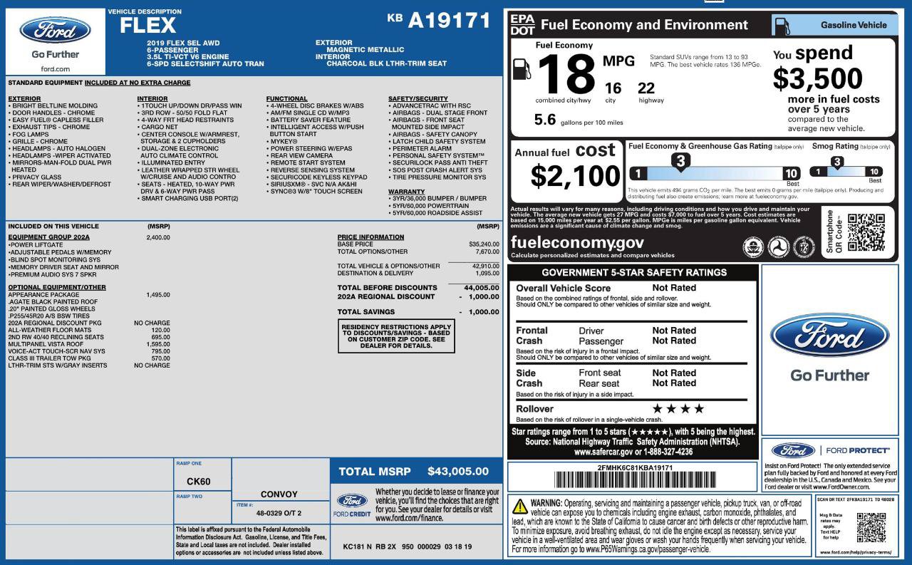 Used 2019 Ford Flex SEL w/ Equipment Group 202A AWD/4WD image 10
