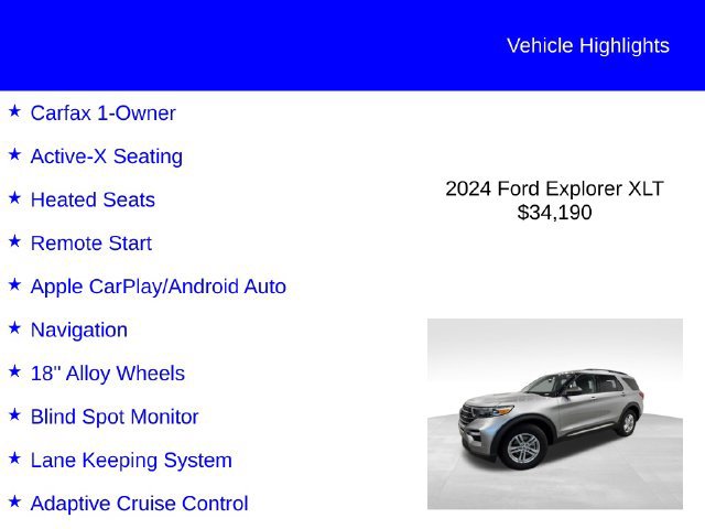 Certified 2024 Ford Explorer XLT w/ Equipment Group 202A AWD/4WD image 3