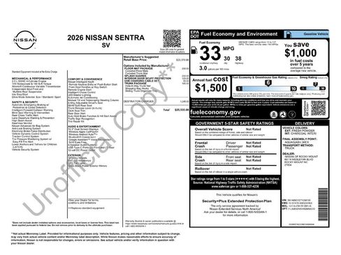 Used 2026 Nissan Sentra SV w/ Floor Mat Package FWD image 15