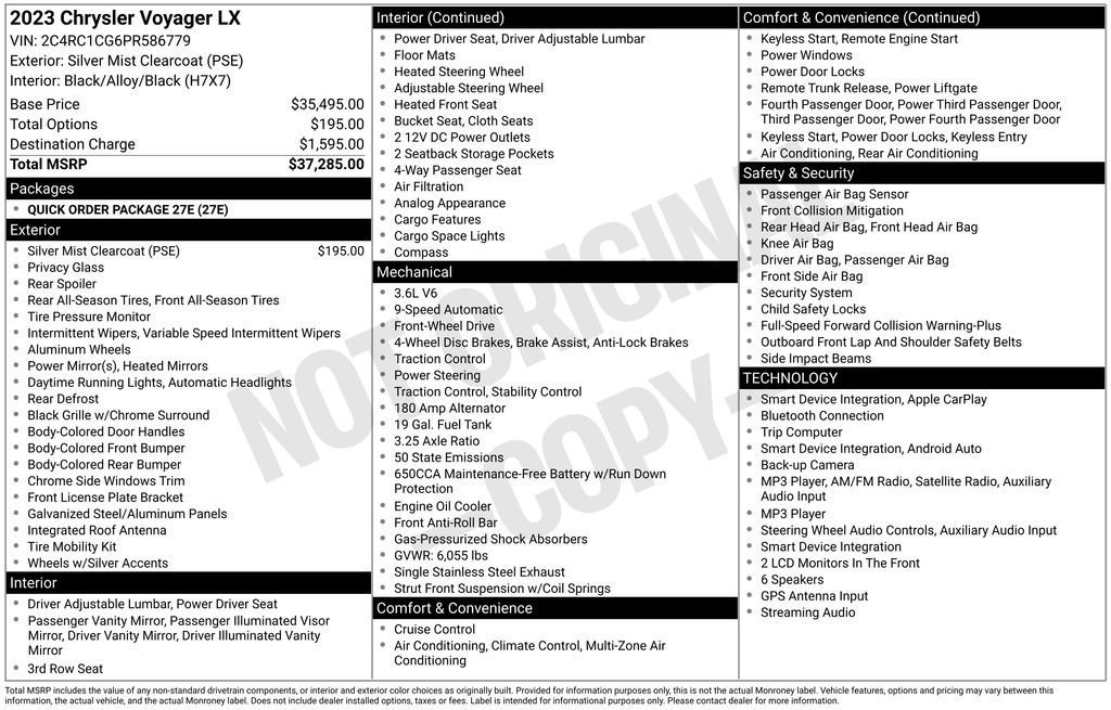 Used 2023 Chrysler Voyager LX FWD image 35