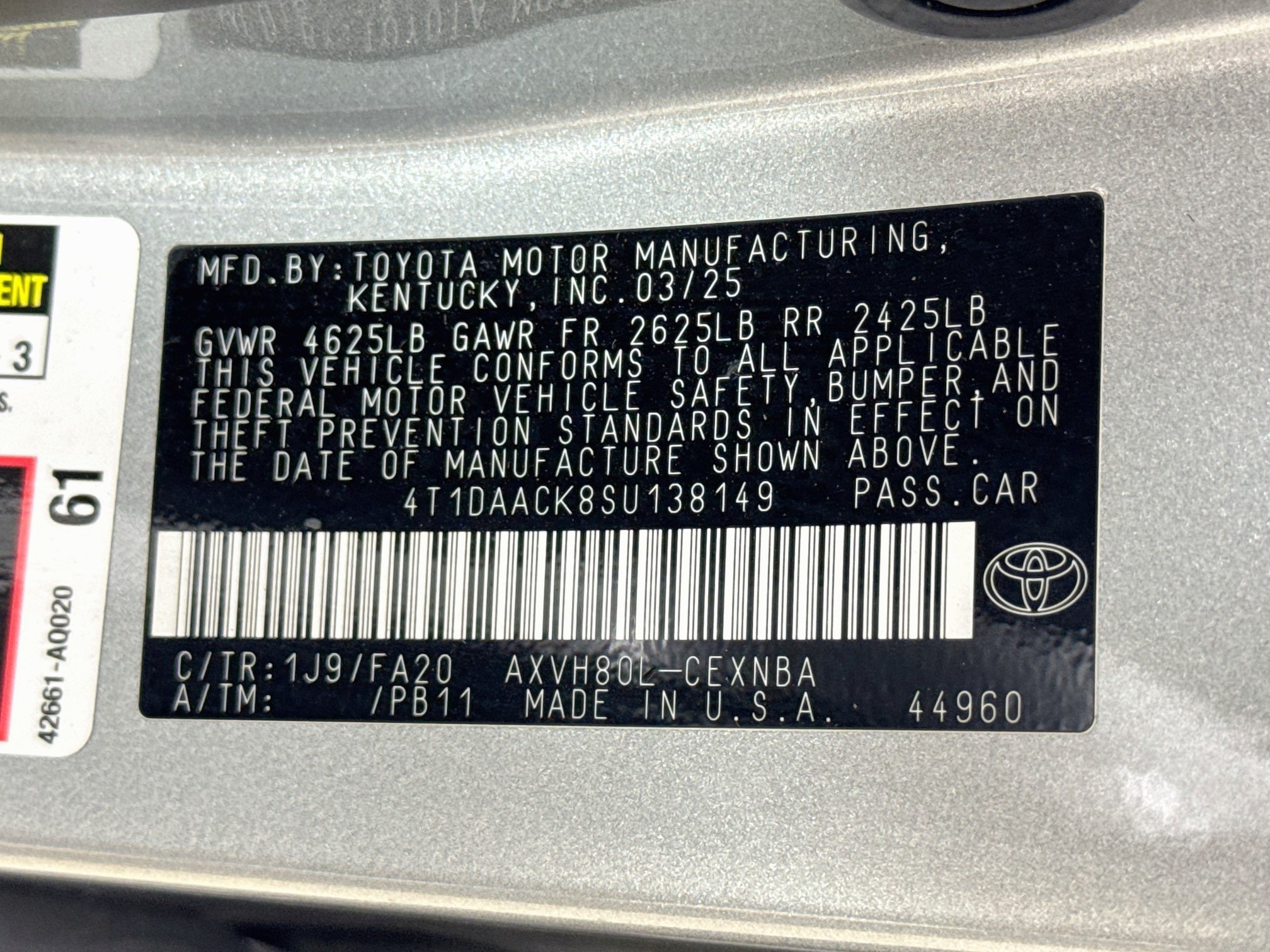 Certified 2025 Toyota Camry LE FWD image 27