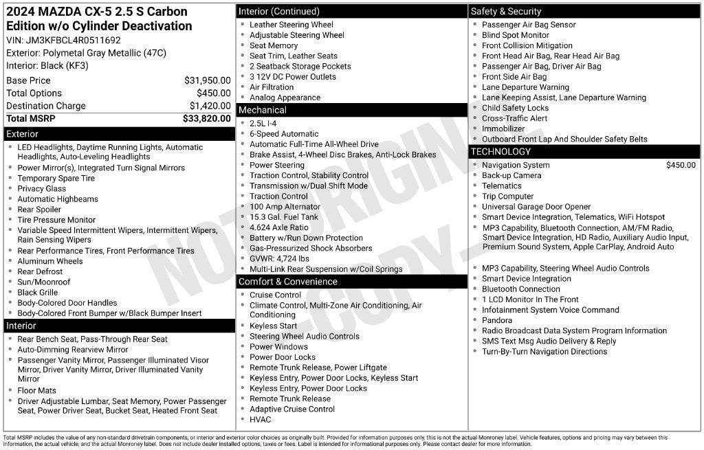 Used 2024 MAZDA CX-5 Carbon Edition AWD/4WD image 6