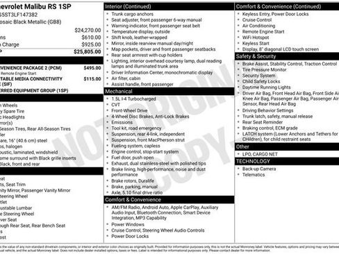 Used 2020 Chevrolet Malibu RS w/ LPO, Convenience Package 2 FWD image 6