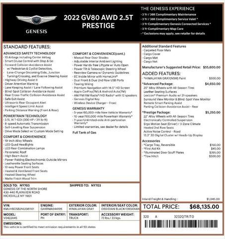 Used 2022 Genesis GV80 2.5T w/ Prestige Package 04 AWD/4WD image 4